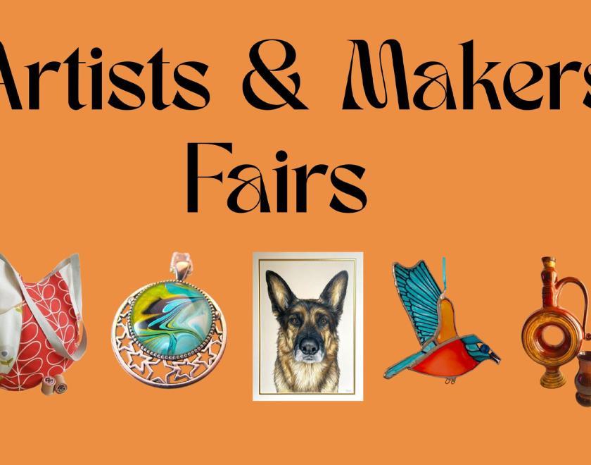 Artists & Makers Fair poster with images of various pieces of art