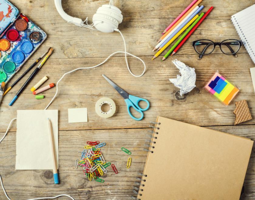 A picture of craft supplies on a table