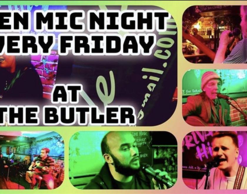 open mic performers and logo